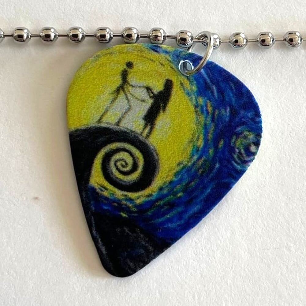 A Nightmare Before Christmas Guitar Pick Ball Chain Necklace